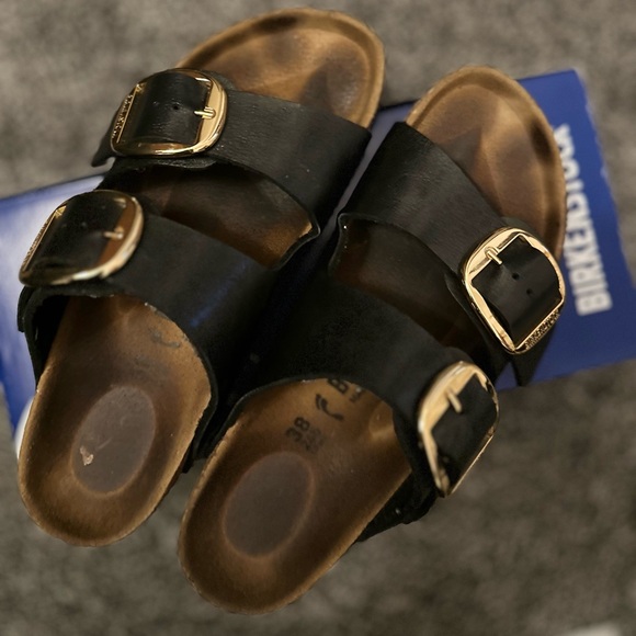 BIRKENSTOCK Arizona Big Buckle Slide Sandals in Black SIZE 7 - 7 1/2 (38) - Picture 4 of 13